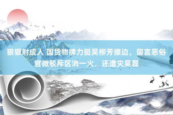 狠狠射成人 国货物牌力挺吴柳芳擦边，留言恶俗官微驳斥区消一火，还遭灾吴磊