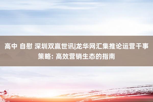 高中 自慰 深圳双赢世讯|龙华网汇集推论运营干事策略: 高效营销生态的指南