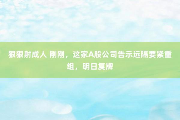 狠狠射成人 刚刚，这家A股公司告示远隔要紧重组，明日复牌