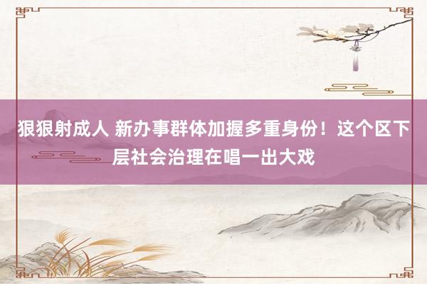 狠狠射成人 新办事群体加握多重身份！这个区下层社会治理在唱一出大戏