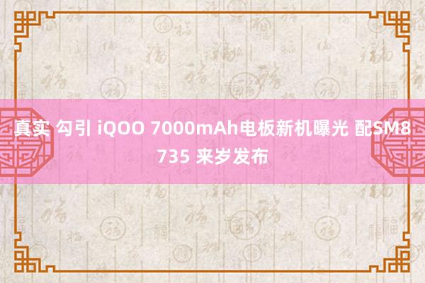 真实 勾引 iQOO 7000mAh电板新机曝光 配SM8735 来岁发布