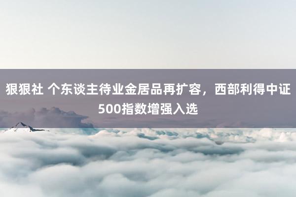 狠狠社 个东谈主待业金居品再扩容，西部利得中证500指数增强入选