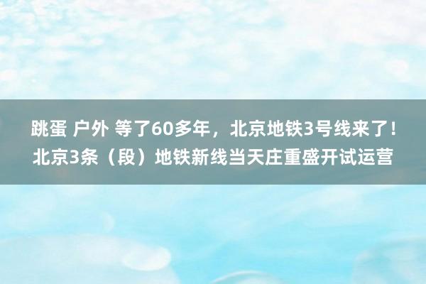 跳蛋 户外 等了60多年，北京地铁3号线来了！北京3条（段）地铁新线当天庄重盛开试运营