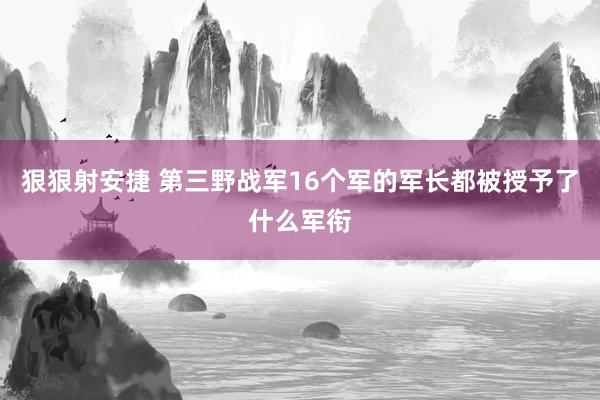 狠狠射安捷 第三野战军16个军的军长都被授予了什么军衔