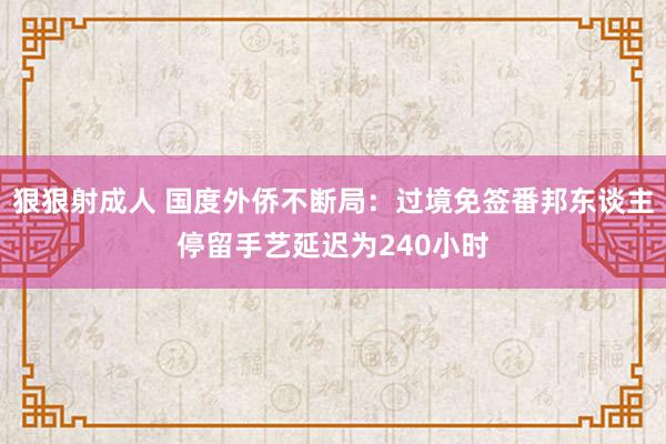 狠狠射成人 国度外侨不断局：过境免签番邦东谈主停留手艺延迟为240小时