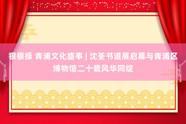 狠狠操 青浦文化盛事 | 沈荃书道展启幕与青浦区博物馆二十载风华同绽
