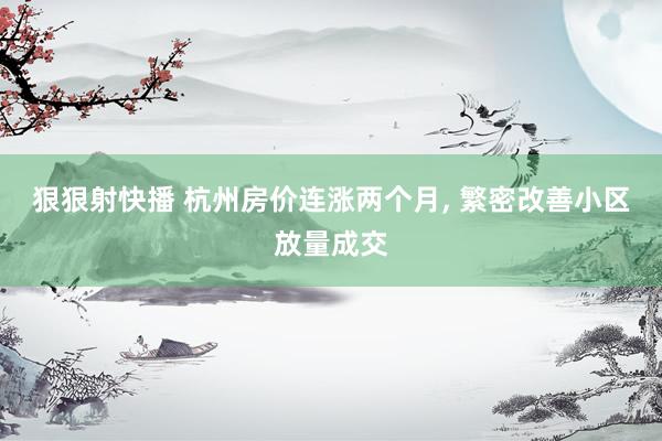 狠狠射快播 杭州房价连涨两个月, 繁密改善小区放量成交