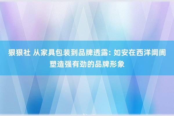 狠狠社 从家具包装到品牌透露: 如安在西洋阛阓塑造强有劲的品牌形象