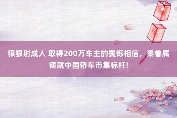 狠狠射成人 取得200万车主的矍铄相信，秦眷属铸就中国轿车市集标杆!