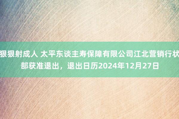 狠狠射成人 太平东谈主寿保障有限公司江北营销行状部获准退出，退出日历2024年12月27日