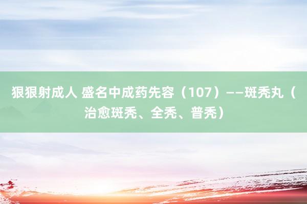 狠狠射成人 盛名中成药先容（107）——斑秃丸（治愈斑秃、全秃、普秃）