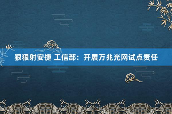 狠狠射安捷 工信部：开展万兆光网试点责任