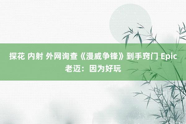 探花 内射 外网询查《漫威争锋》到手窍门 Epic老迈：因为好玩