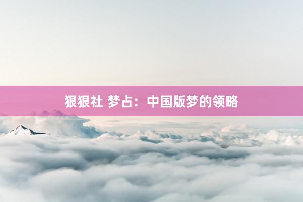 狠狠社 梦占：中国版梦的领略