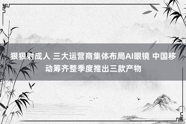 狠狠射成人 三大运营商集体布局AI眼镜 中国移动筹齐整季度推出三款产物