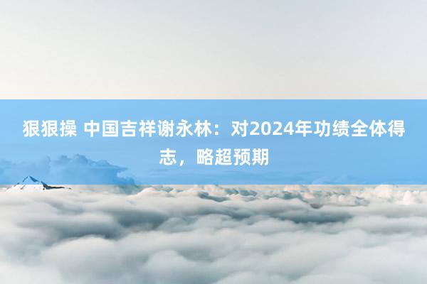 狠狠操 中国吉祥谢永林：对2024年功绩全体得志，略超预期
