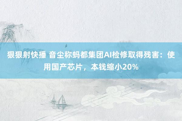 狠狠射快播 音尘称蚂都集团AI检修取得残害：使用国产芯片，本钱缩小20%