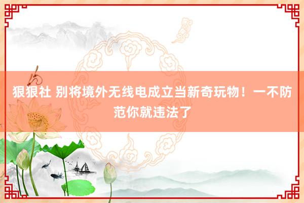狠狠社 别将境外无线电成立当新奇玩物！一不防范你就违法了