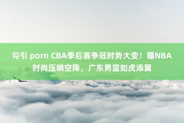 勾引 porn CBA季后赛争冠时势大变！曝NBA时尚压哨空降，广东男篮如虎添翼