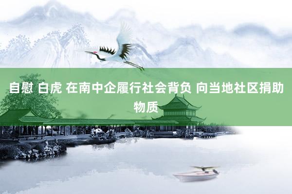 自慰 白虎 在南中企履行社会背负 向当地社区捐助物质