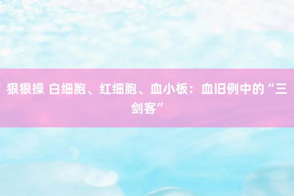 狠狠操 白细胞、红细胞、血小板：血旧例中的“三剑客”