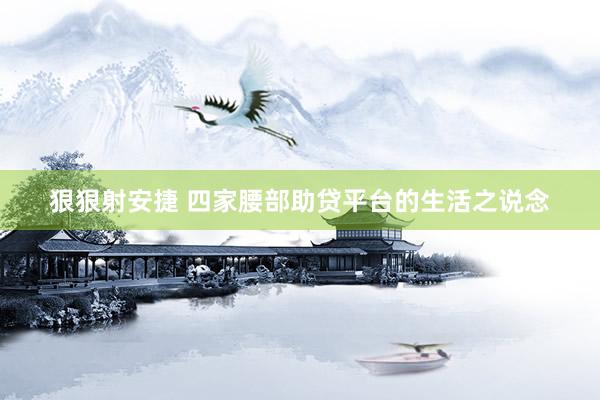 狠狠射安捷 四家腰部助贷平台的生活之说念