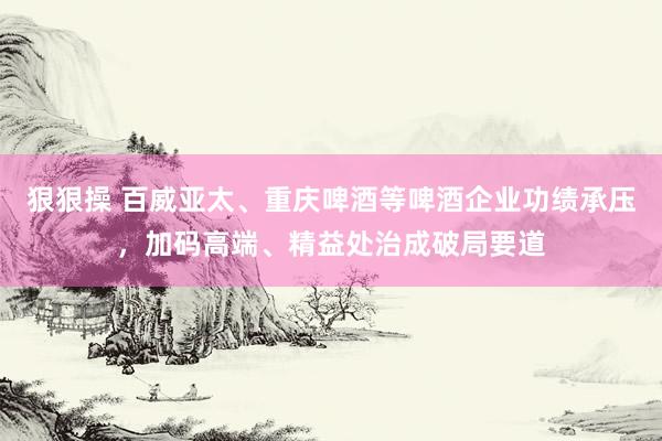 狠狠操 百威亚太、重庆啤酒等啤酒企业功绩承压，加码高端、精益处治成破局要道