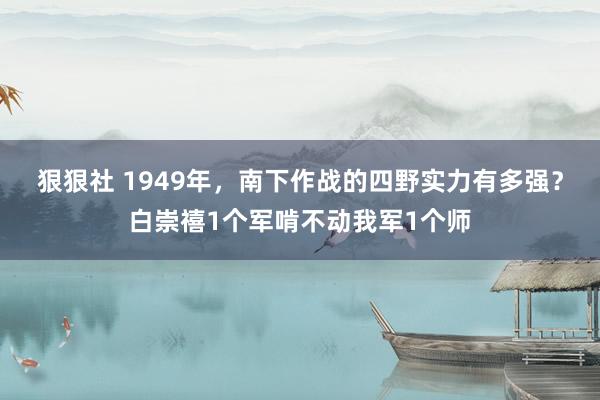 狠狠社 1949年，南下作战的四野实力有多强？白崇禧1个军啃不动我军1个师