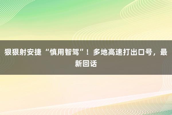 狠狠射安捷 “慎用智驾”！多地高速打出口号，最新回话