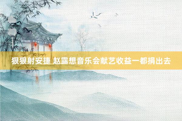 狠狠射安捷 赵露想音乐会献艺收益一都捐出去