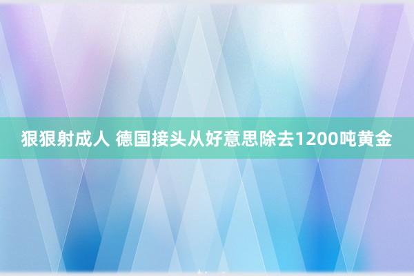 狠狠射成人 德国接头从好意思除去1200吨黄金