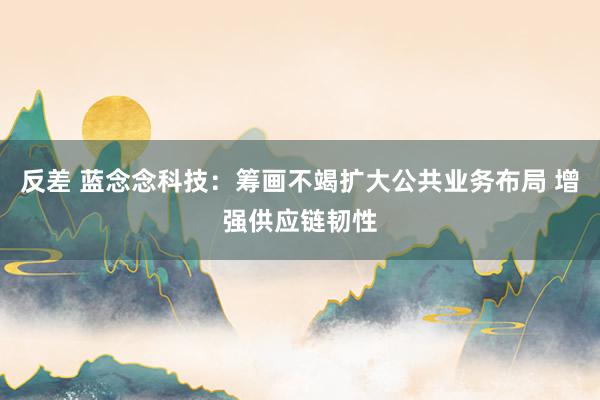 反差 蓝念念科技：筹画不竭扩大公共业务布局 增强供应链韧性