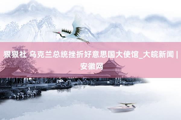 狠狠社 乌克兰总统挫折好意思国大使馆_大皖新闻 | 安徽网