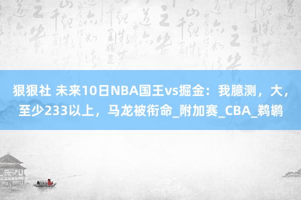 狠狠社 未来10日NBA国王vs掘金：我臆测，大，至少233以上，马龙被衔命_附加赛_CBA_鹈鹕