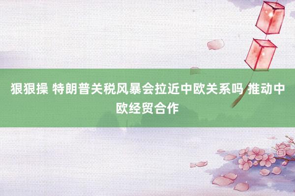 狠狠操 特朗普关税风暴会拉近中欧关系吗 推动中欧经贸合作