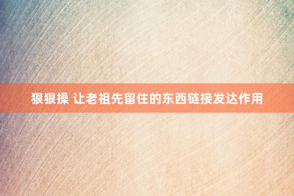 狠狠操 让老祖先留住的东西链接发达作用