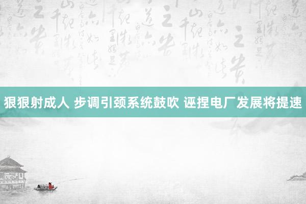 狠狠射成人 步调引颈系统鼓吹 诬捏电厂发展将提速