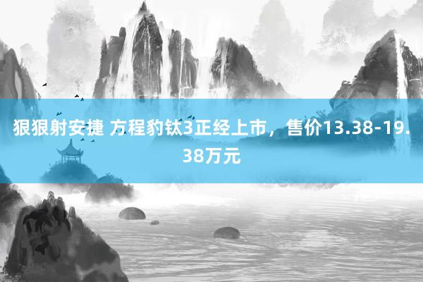 狠狠射安捷 方程豹钛3正经上市，售价13.38-19.38万元