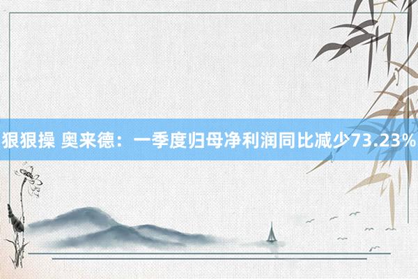 狠狠操 奥来德：一季度归母净利润同比减少73.23%