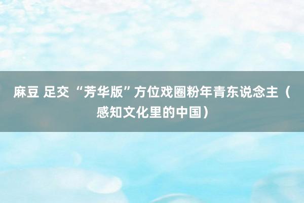 麻豆 足交 “芳华版”方位戏圈粉年青东说念主（感知文化里的中国）
