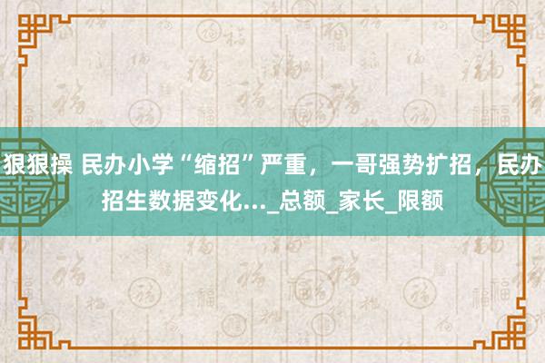 狠狠操 民办小学“缩招”严重，一哥强势扩招，民办招生数据变化..._总额_家长_限额
