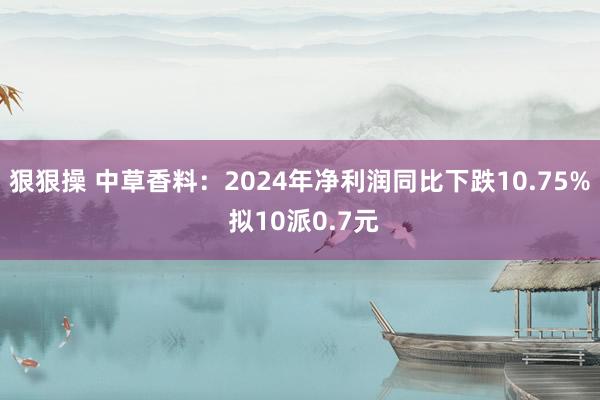 狠狠操 中草香料：2024年净利润同比下跌10.75% 拟10派0.7元