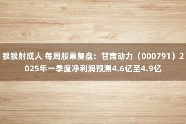 狠狠射成人 每周股票复盘：甘肃动力（000791）2025年一季度净利润预测4.6亿至4.9亿