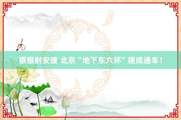 狠狠射安捷 北京“地下东六环”建成通车！