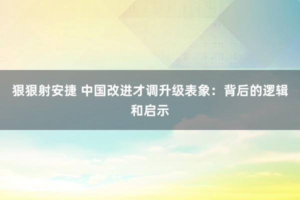 狠狠射安捷 中国改进才调升级表象：背后的逻辑和启示
