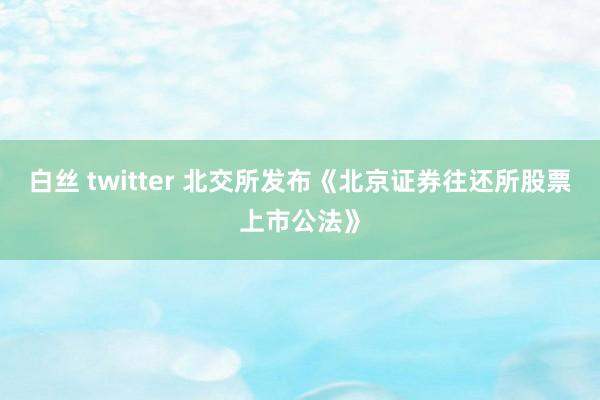 白丝 twitter 北交所发布《北京证券往还所股票上市公法》