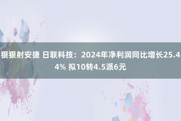 狠狠射安捷 日联科技：2024年净利润同比增长25.44% 拟10转4.5派6元